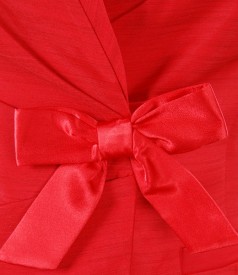 Red viscose jacket with bow