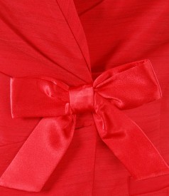 Red viscose jacket with bow