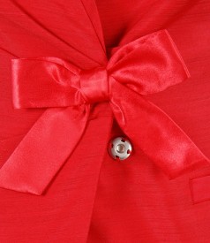 Red viscose jacket with bow