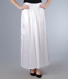 White long skirt in satin viscose