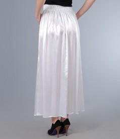 White long skirt in satin viscose