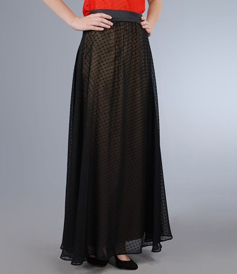 Black skirt in crepe veil with small node