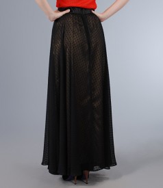 Black skirt in crepe veil with small node