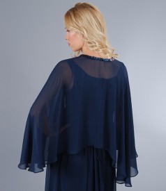 Veil bolero with trim on neckline