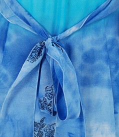 Print veil dress with bow