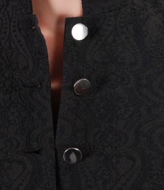 Brocade jacket in brown stretch cotton with collar tunic