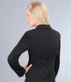 Black thick jersey jacket with garnish