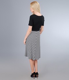 Jersey dress with stripes and folds