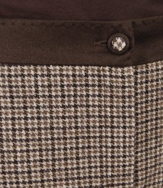 Brown skirt in virgin wool and cotton with pockets