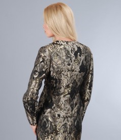 Brocade jacket with wool and gold thread without collar
