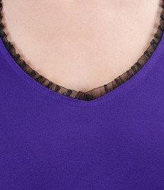Purple jersey t-shirt with garnish