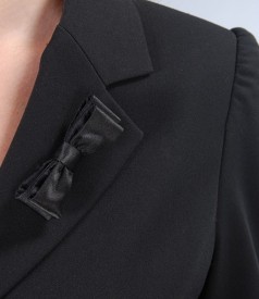 Black office jacket with satin garnish