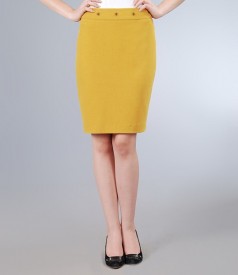 Elastic fabric skirt with contrast stitching