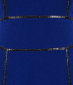 Blue elastic fabric dress with contrast lining