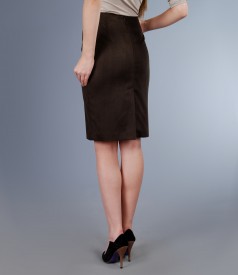 Elegant brown velvet skirt