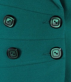 Green office jacket with decorative stitches
