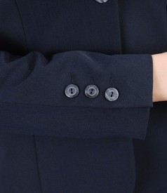 Office navy elastic wool jacket