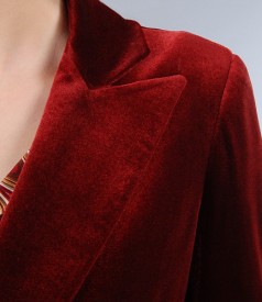 Elegant garnet stretch velvet jacket