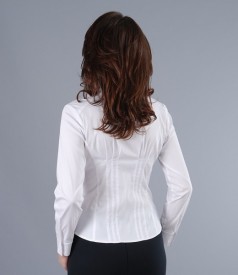 White elastic cotton shirt with metallic targets