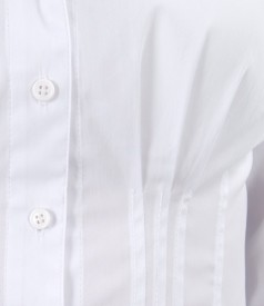 White elastic cotton shirt with metallic targets