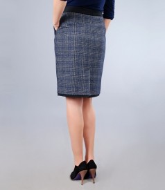 Virgin wool skirt and navy blue cotton with pockets