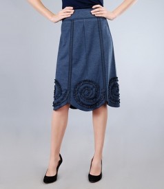 Navy blue elastic jersey skirt with gussets