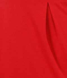 Red jersey dress with contrast trim