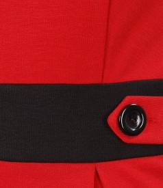 Red jersey dress with contrast trim