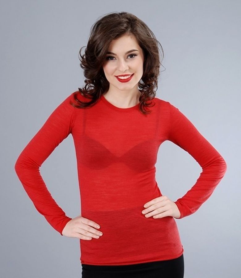 Red wool jersey shirt