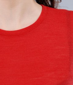 Red wool jersey shirt