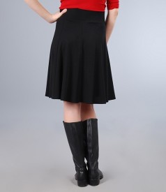 Skirt with gussets in black thick jersey