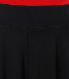 Skirt with gussets in black thick jersey
