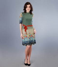 Lined dress in printed elastic jersey