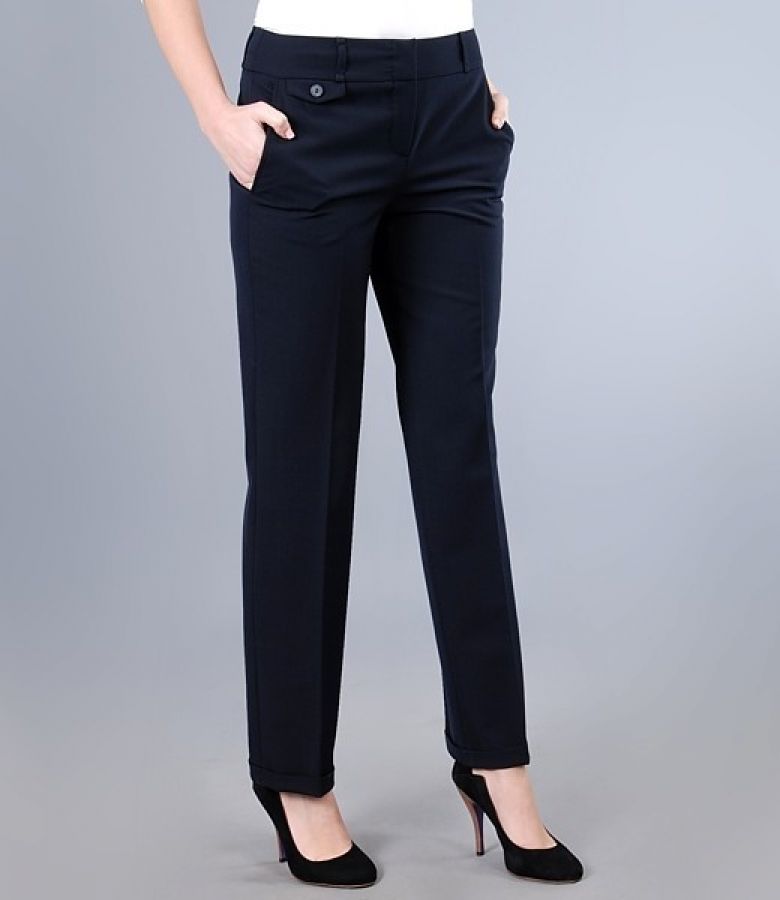 Navy wool pants with elastic navy blue YOKKO