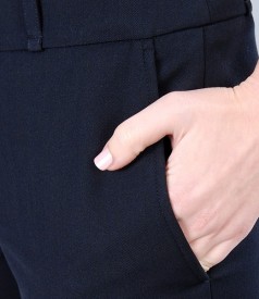 Navy wool pants with elastic