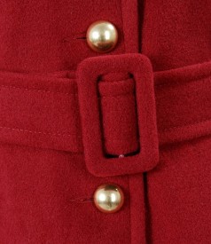 Burgundy coat with belt