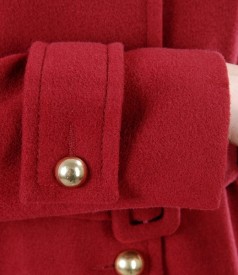 Burgundy coat with belt