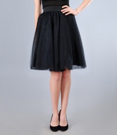 Black tulle flared skirt