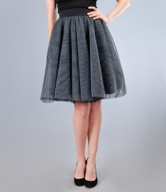 Gray tulle flared skirt