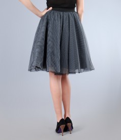 Gray tulle flared skirt