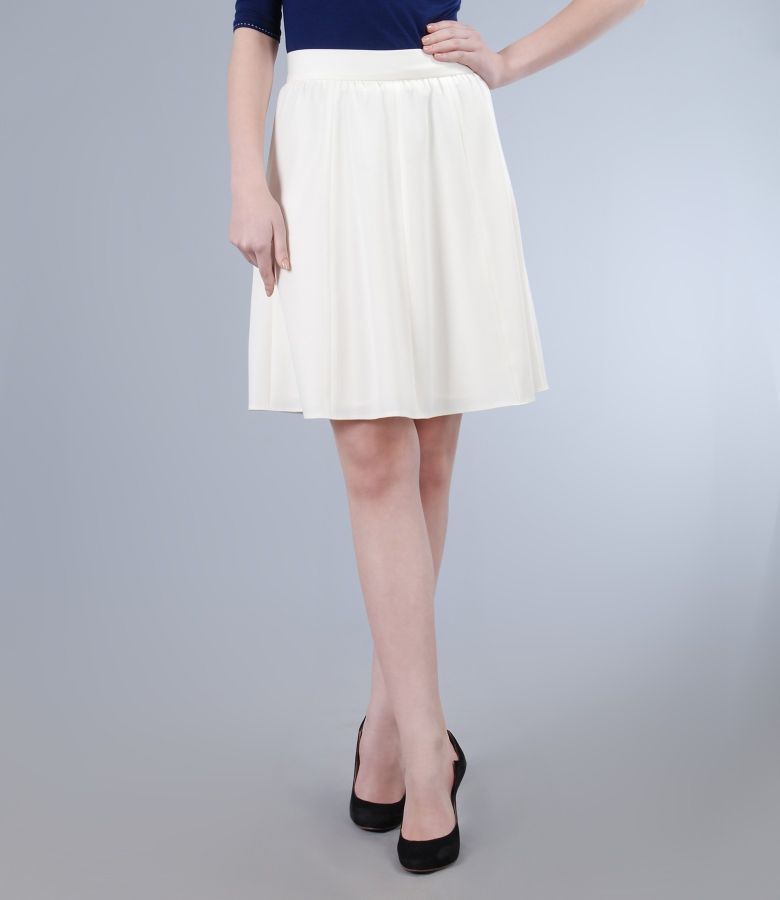 Skirt with gussets in white-ecru fabric