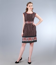 Printed dress with belt and folds