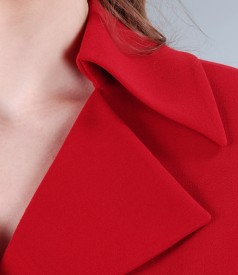 Red office jacket with stone collar