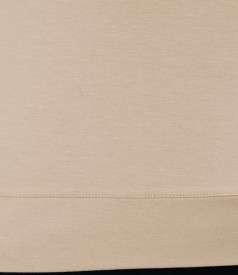 Beige jersey t-shirt with cap sleeves