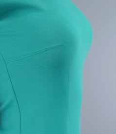 Elastic turquoise jersey dress