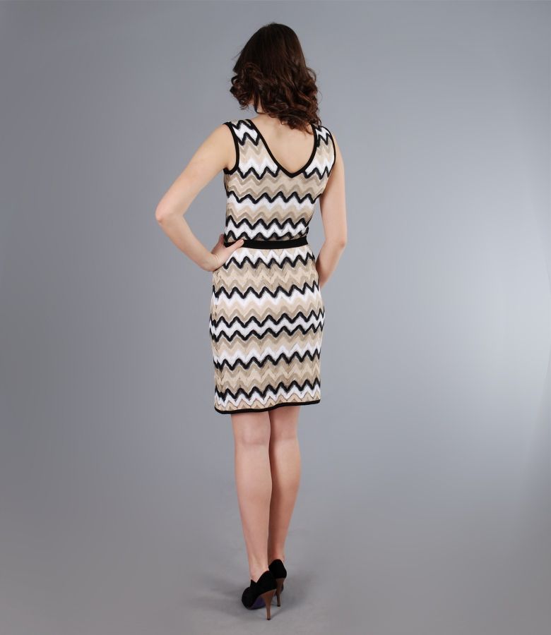 Colorful lace dress with belt