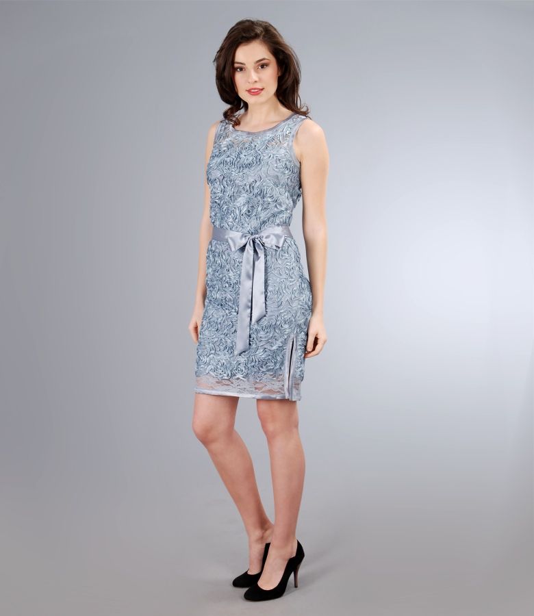 Lace dress with satin cord