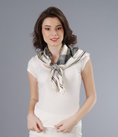 Printed elastic satin scarf