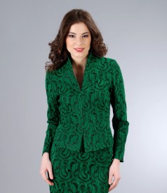 Elastic brocade green jacket