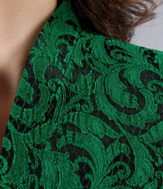 Elastic brocade green jacket